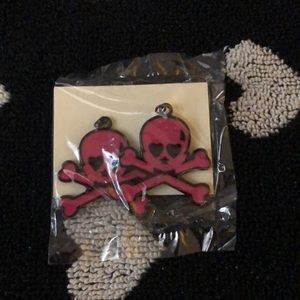 Pink crossbones earrings